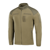 M-Tac Combat Fleece Jakke i beige med vindtæt stofdetaljer, lavet af Himates fleece, 100% polyester, designet til funktionalitet og komfort.