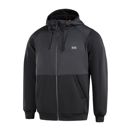 M-Tac Pilgrim Bomberjakke i sort med hætte, to lommer og ribbede manchetter. Ideel til hverdag og sport, lavet af holdbart materiale.