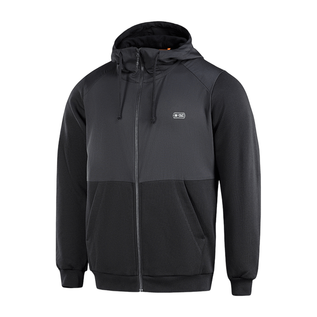 M-Tac Pilgrim Bomberjakke i sort med hætte, to lommer og ribbede manchetter. Ideel til hverdag og sport, lavet af holdbart materiale.