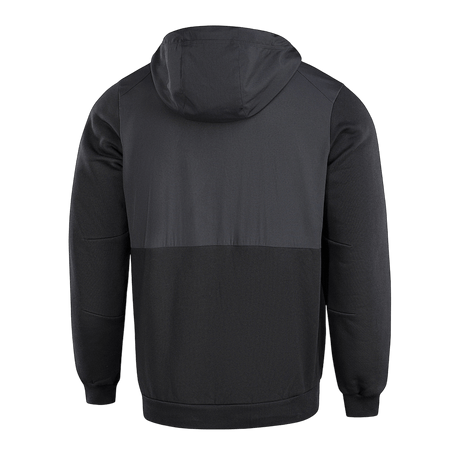 M-Tac Pilgrim Bomberjakke set bagfra, sort design med hætte og ribbede manchetter, ideel til hverdagsbrug og sport