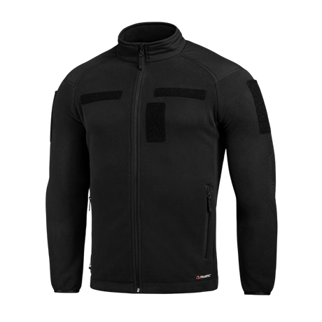 M-Tac Combat Fleece Polartec Jakke i sort med Polartec® fleece og vind- og strækbart stof, designet til taktisk og casual brug.