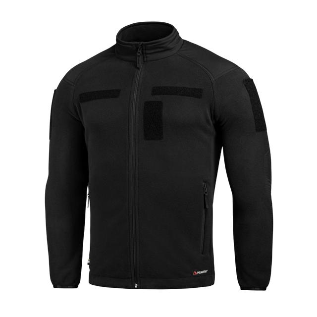 M-Tac Combat Fleece Polartec Jakke i sort med Polartec® fleece og vind- og strækbart stof, designet til taktisk og casual brug.