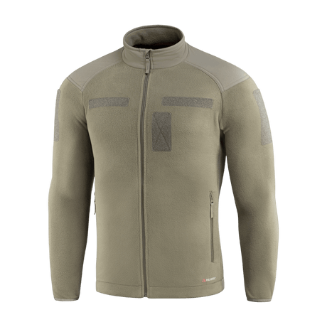 M-Tac Combat Fleece Polartec Jakke i beige, fremstillet af holdbar Polartec® fleece med YKK lynlåse og elastiske manchetter.
