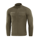 M-Tac Combat Fleece Polartec Jakke i olivengrøn farve med YKK lynlåse og velcropaneler, perfekt til taktisk og casual brug