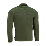 M-Tac Combat Fleece Polartec Jakke i grønt med Polartec fleece og YKK lynlåse, ideel til taktisk og casual brug, designet med velcro paneler.