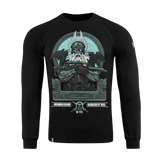 Sort M-Tac Raglan Odin Mystery med Odin-motiv, langærmet og komfortabel pasform, perfekt til hverdagsbrug, 95% bomuld, 5% elastan.