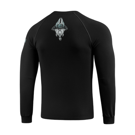 M-Tac Raglan Odin Mystery i sort med Odin motiv, 95% bomuld, 5% elastan, ideel til hverdag og casual/taktisk stil.