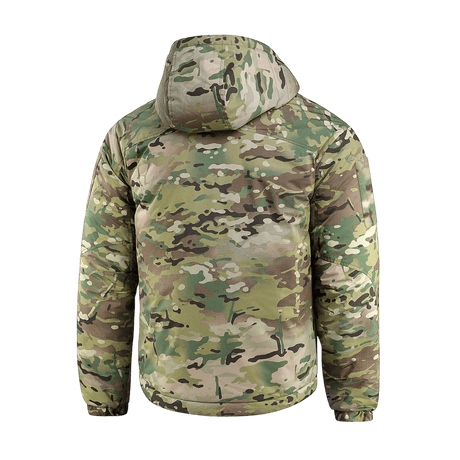 M-Tac Alpha Gen.IV Pro Primaloft Vinterjakke i Multicam, bagsidevisning af premium jakke med høj slidstyrke og vandafvisende materiale.