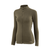 M-Tac Sweater Nord Fleece Polartec Dame i olivengrøn, lavet af Polartec® 200 Series fleece, med YKK-lynlås og ståkrave for optimal komfort.