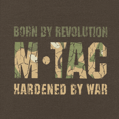 M-Tac Raglan Logo med camouflageprint og slogan 'Born by Revolution – Hardened by War'