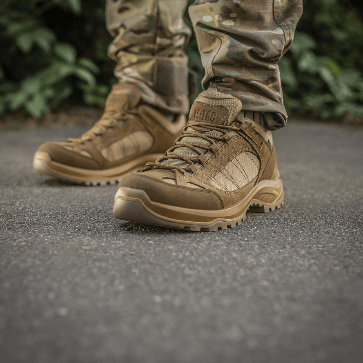 M-Tac Sneakers Tactical Demi-Season Pro Line i brun suede og Cordura med Vibram-sål for træning og taktiske aktiviteter