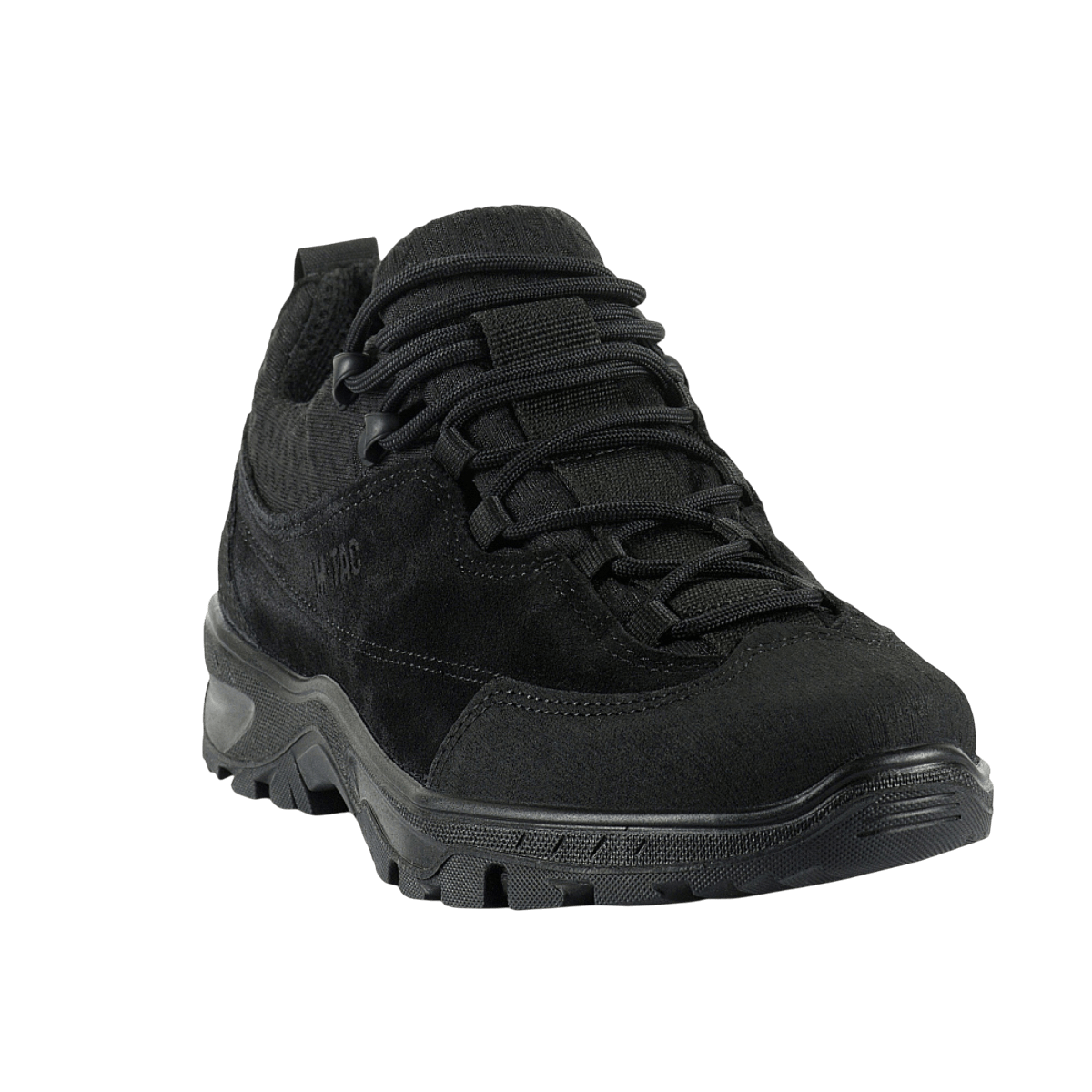 M-Tac Tactical Sneakers Patrol R Vent i sort med holdbart læder og 3D-mesh, ideelle til trekking og daglig brug.