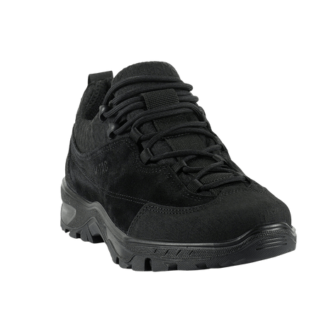 M-Tac Tactical Sneakers Patrol R Vent i sort med holdbart læder og 3D-mesh, ideelle til trekking og daglig brug.
