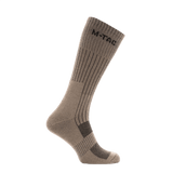 M-Tac Høje Sokker Mk.2 udviklet til trekking med støtte og komfort, termozoner og svangbånd forhindrer glidning, beige farve.