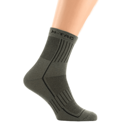 M-Tac Letvægtssokker Mk.3 i grå, tynde sommertrekkingsokker med ergonomiske trykpunkter og åndbar konstruktion til trekking og vandring.