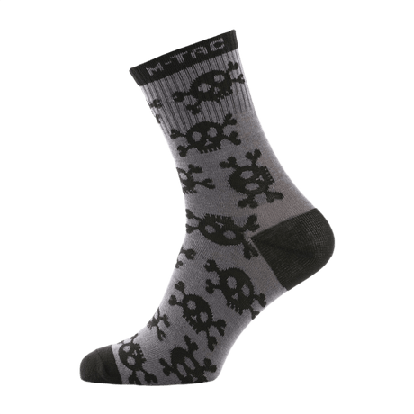 M-Tac Letvægtssokker Mk.3 Pirate Skull i grå med pirat kranie design, perfekte til sommertrekking og hverdagsbrug.