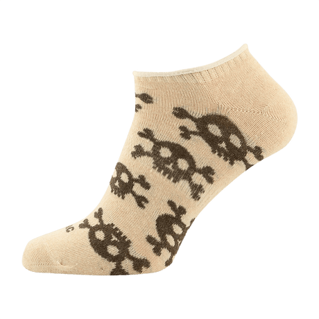 M-Tac Let Sommersokker Pirate Skull i lysebrunt design med sort pirat kraniemønster, perfekte til sport og fritid i varmt vejr.