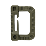 M-Tac Plast Karabin i olivengrøn ABS-plast til let fastgørelse af udstyr, ikke til klatring, måler 85 x 60 mm, holdbar og let konstruktion.