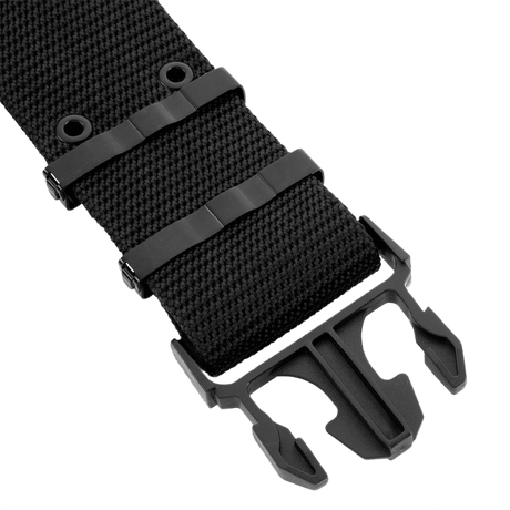 M-Tac Pistolbælte i sort nylon med plastikspænde, inspireret af BSS/A.L.I.C.E.-systemet, velegnet til taktisk brug og fritid.