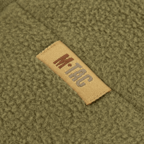 M-Tac Watch Cap Elite Fleece Beanie Hat med label, let og varm hue til koldt vejr, taktisk brug og vinteraktiviteter.