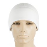 M-Tac Watch Cap Elite Fleece Beanie Hat i hvid med low-profile design til vinteraktiviteter og taktisk brug, materiale 100% polyester.