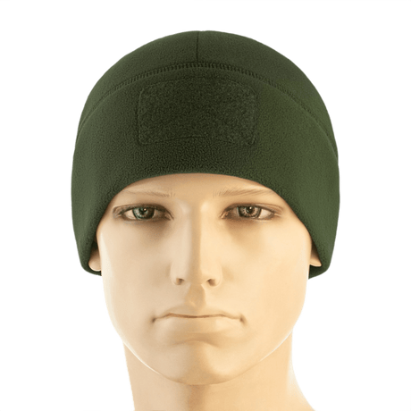 M-Tac Watch Cap Elite Fleece Beanie Hat Velcro i kaki, til taktisk brug og friluftsliv, med velcro-panel, varm og slidstærk