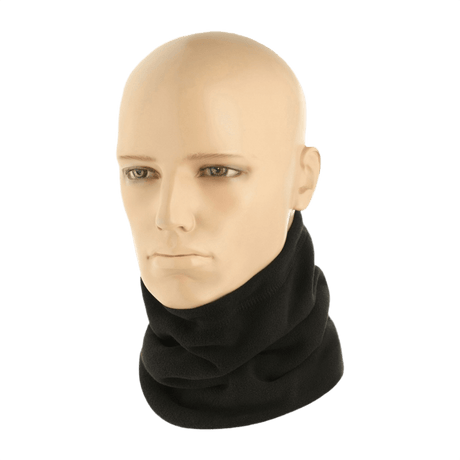 M-Tac Fleece Neck Gaiter med Snor - alsidig halsedisse på mannequinmodel, sort fleece, justerbar, beskytter mod koldt vejr.