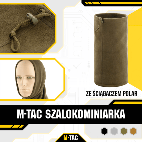M-Tac Fleece Neck Gaiter med Snor, alsidigt fleece tilbehør mod kulde, 100% polyester, multifunktionel med justerbar pasform.
