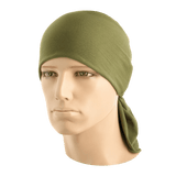 M-Tac Bomuld Tube Scarf brugt som Sahara Bandana på mannequin, 100% bomuld, multifunktionel og pladsbesparende til aktiv fritid og taktisk brug.