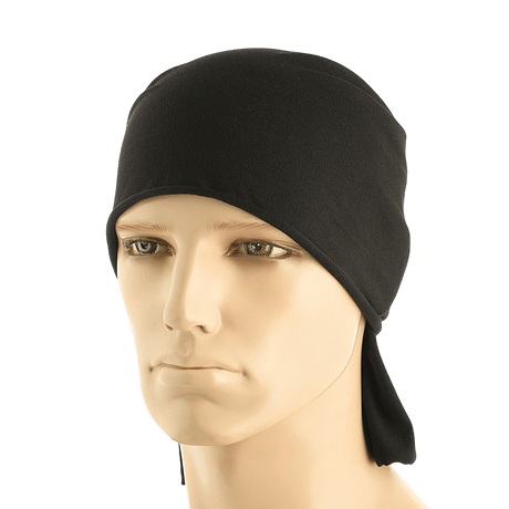 M-Tac Bomuld Tube Scarf i sort bæres som Sahara Bandana på mannequin, lavet af 100% bomuld, multifunktionel og hurtigtørrende.
