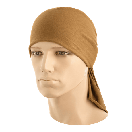 M-Tac Bomuld Tube Scarf i brun, multifunktionelt tilbehør til taktisk brug eller fritid, lavet af 100% bomuld, vist som Sahara Bandana.