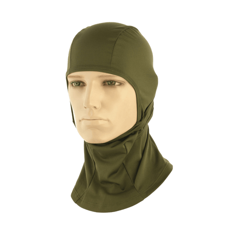 M-Tac Sweater-Ninja-Balaclava Premium i olivengrøn farve til beskyttelse og komfort under aktiviteter i varme omgivelser.