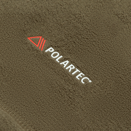 Nærbillede af M-Tac Tube Scarf Polartec i brun Polartec® Micro Series fleece, perfekt til udendørs aktiviteter.