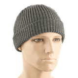 M-Tac Watch Cap 100% Akryl i grå industristrik med lav pasform, dobbel opslag for ekstra varme, velegnet til køligt vejr.