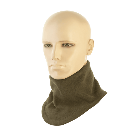 M-Tac Anatomisk Snood Justerbar Elite Fleece (320 g/m²) i grønt, vist på mannequin, multifunktionelt tilbehør til koldt vejr.