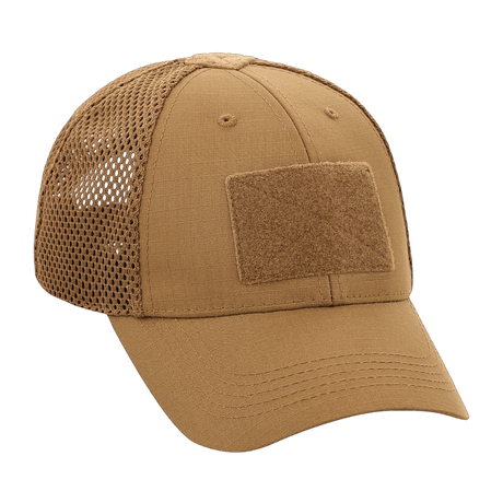 M-Tac Baseball Cap Ripstop Elite Flex i beige ripstop materiale med mesh panel og Velcro-lukning tilpasset til udendørs aktiviteter.
