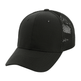 M-Tac Mesh Flex Ripstop Baseball Cap i sort med mesh-paneler for ventilation og justerbar Velcro-strop, ideel til udendørs brug.