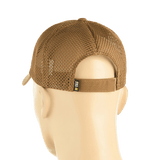M-Tac Mesh Flex Ripstop Baseball Cap bagfra med justerbar Velcro-strop og mesh-paneler til ventilation.