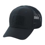 M-Tac Mesh Flex Ripstop Baseball Cap med Velcro, sort kasket med mesh-paneler og justerbar pasform, ideel til sommer og taktisk brug.
