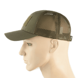 M-Tac Mesh Flex Ripstop Baseball Cap med Velcro i olivengrøn med ventilationsmesh og velcro-panel, set fra siden