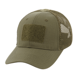 M-Tac Mesh Flex Ripstop Baseball Cap med Velcro i grøn med mesh-paneler og Velcro-front, ideel til sommer og taktisk brug.