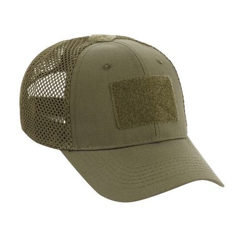 M-Tac Mesh Flex Ripstop Baseball Cap med Velcro til ventilation og holdbarhed, perfekt til sommer og taktisk brug, grøn farve.