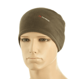 Mannequin med M-Tac Polartec Lang Tubehalstørklæde i brun fleece viser varm beklædning til koldt vejr.