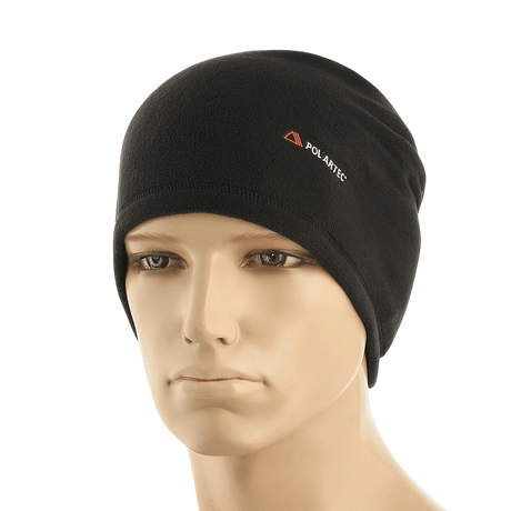 Sort Polartec hætte vist på et mannequin-hoved, ideel til koldt vejr, del af M-Tac Polartec Lang Tubehalstørklæde-serien.