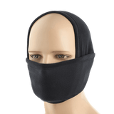 M-Tac Polartec Lang Tubehalstørklæde som ansigtsmaske i sort fleece, beskytter mod kulde og vind, ideel til udendørsaktiviteter.