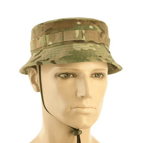 M-Tac Panama Hat Gen.II NYCO i camo med kort skygge og snor til sikker pasform, fremstillet af holdbart NYCO-stof, perfekt til varmt vejr.