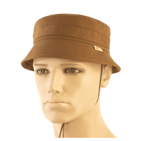 M-Tac Panamahat Gen. II Flex Rip-Stop i brun rip-stop stof på mannequin, ideel til hverdag og varme sæsoner.