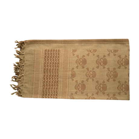 M-Tac Shemagh Tørklæde Pirate Skull i 100% bomuld, beige med unikt kraniemønster, taktisk tørklæde til beskyttelse mod elementerne.