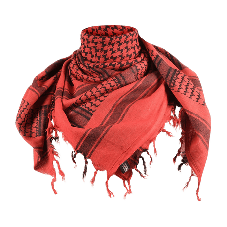 M-Tac Tæt Shemagh Tørklæde i rød, traditionelt ørkentørklæde til beskyttelse mod sol, sand og vind, egnet til taktisk og udendørs brug.
