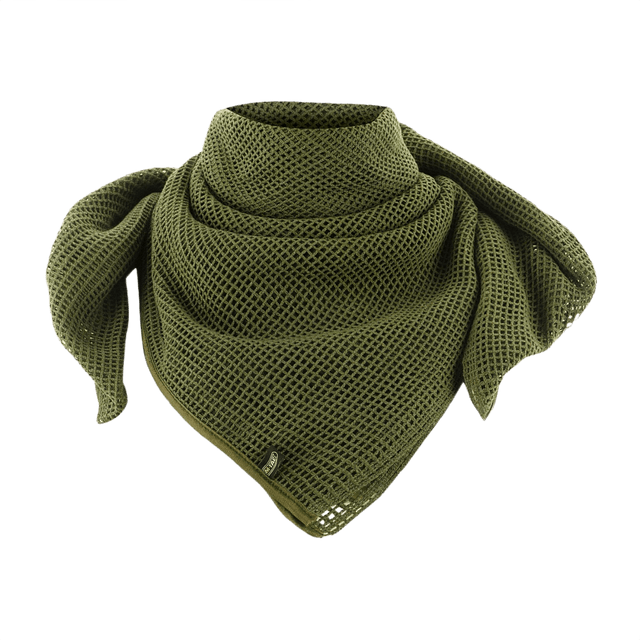 Grønt M‑Tac Mesh Tørklæde i HB mesh materiale, ideelt som camouflage og multifunktionelt tilbehør for ansigt og udstyr, 180x90 cm